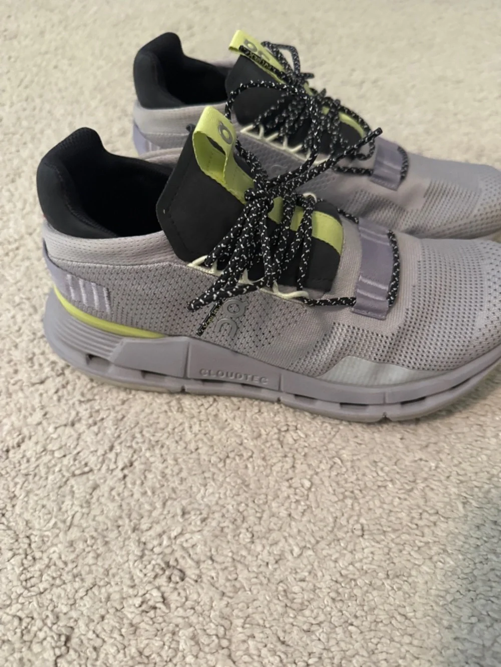 ON Cloudnova Running Shoes in Light Gray with YellowGreen Accent - Womens - Picture 2 of 8